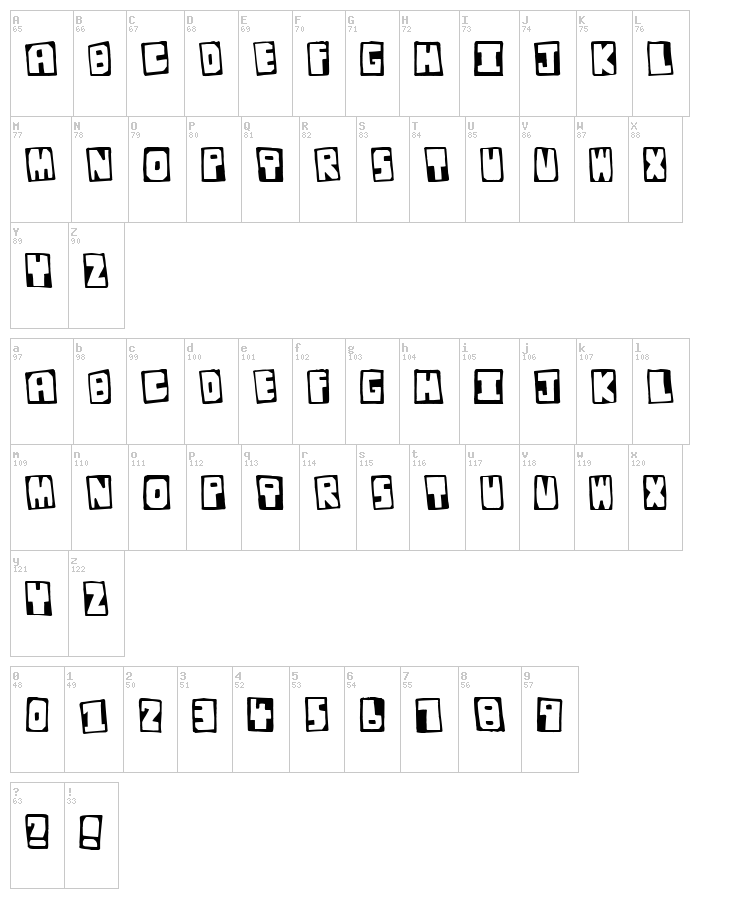 Original Junglist font map